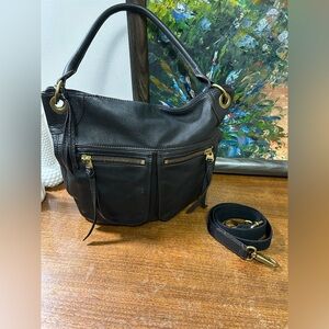 Fossil Karli Black Pebbled Leather Satchel/ Shoulder/Crossbody Large Bag
